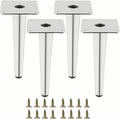 Silver Metal Furniture Legs Heavy Duty Straight Furniture Feet DIY Modern Replacement Legs for Cabinet Sofa Couch Chair-Set of 4 (Silver, 8")
