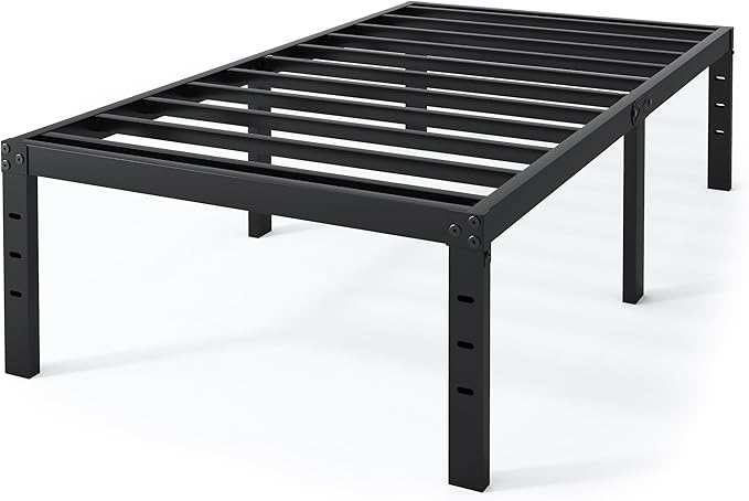 Twin Bed Frame - 18 in Sturdy Platform Bed Frame Twin Size, Heavy Duty Metal Bed Frame No Box Spring Needed, Quick & Easy Assembly, No Noise, Black