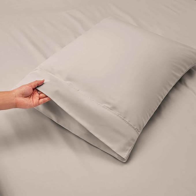 Hearth & Harbor Bed Sheets, Luxury Soft 6 Piece Bed Sheet Set Extra Deep Pocket Fitted Sheets Fits Mattress up to 21", Double Brushed Bedding Sheets & Pillowcases, Split King Natrual Linen