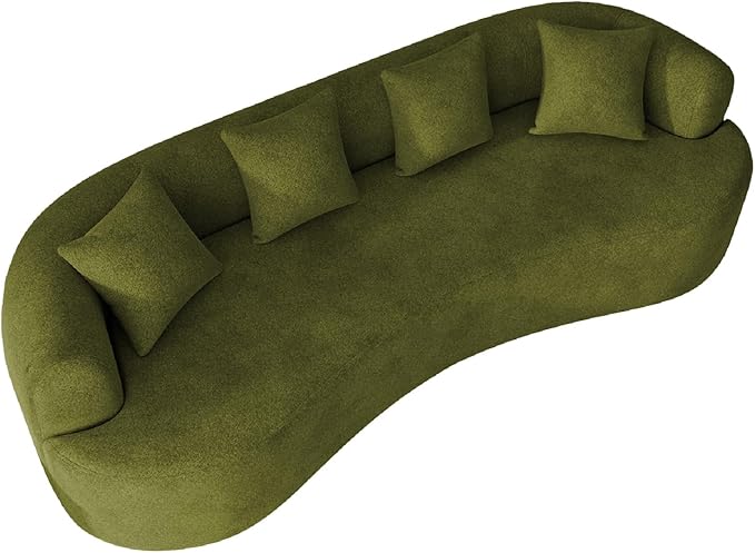 107" Curved Sofa for Living Room, Modern Chenille Cloud Couch Sofa, Luxury Plush Extra Deep 4-Seater Oversized Boucle Couch for Small Spaces, Apartment‌, No Assembly Required, Green