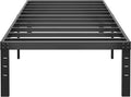 14 Inch Metal Twin XL Bed Frame No Box Spring Needed - Easy Assembly Heavy Duty Noise Free Narrow Bedframes - Single Black Basic Steel Slats Platform with Storage