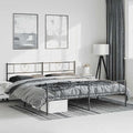 Modern Black Metal Bed Frame with Headboard and Footboard Storage, Sturdy Powder-Coated Steel Construction for Single or Double Mattress, Minimalist Design for