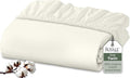 Royale Linens 100% Organic Cotton Fitted Sheet - Percale Weave - Super Soft Deep Pocket Bottom Sheets - Ivory Elastic Sheet Twin Size - Twin Fitted Sheets Only - (39"x75"+15", Ivory)