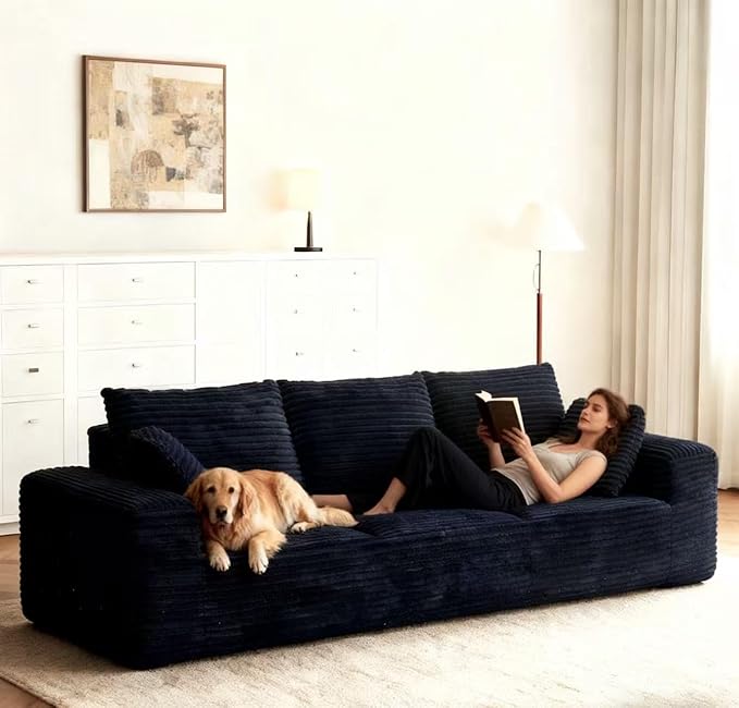 104.3“ Modular Sectional Cloud Couch, Boneless Couches for Living Room, 3 Seater Modern Lounge Couch, No Assembly Required, Black