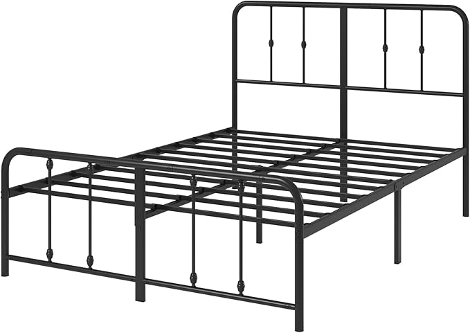 Zinus Leonardo Metal Platform Bed Frame, Victorian Spindle Style Headboard and Footboard, Heavy Duty Bed Base, Ample Underbed Space, Full