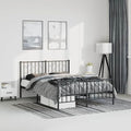 Bed Frame Black Powder-Coated Steel King Size Bed Frame Classic for Bedroom
