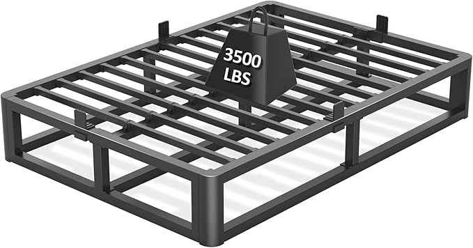 Firpeesy Upgrade Anti Bending and Round Corner Legs 12 inch California King Bed Frame 3500 LBS Heavy Steel Slats Support Platform Metal Bed Frame No Box Spring Needed Platform Noise Free Easy Assembly