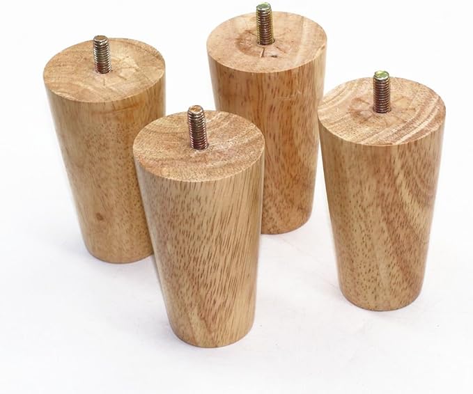 WEICHUAN 4 inch Solid Wood Legs for Sofa Couch Chair Ottoman Loveseat Coffee Table Cabinet Furniture Legs Replacement (4" Straight Set of 4)