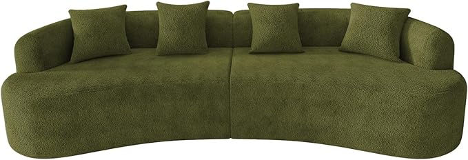 131" Curved Modular Sectional Sofa for Living Room, Modern Chenille Oversized Cloud Couch Sofa, Luxury Plush Extra Deep 4-Seater Boucle Couch for Apartment‌‌, No Assembly Required, Green