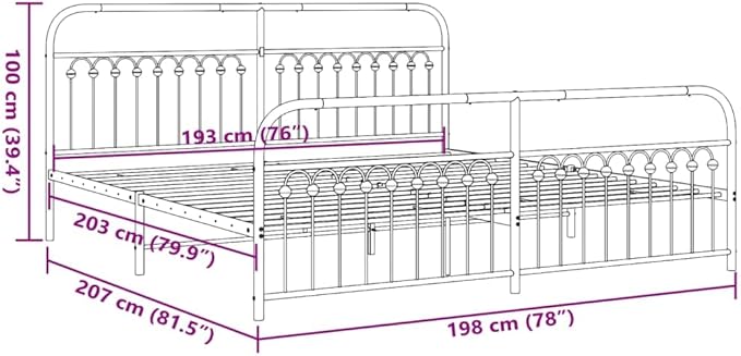 White Metal Bed Frame with Storage, Sturdy Steel Platform Base for Mattress, Modern Freestanding Design with Powder Coated Finish for Bedroom