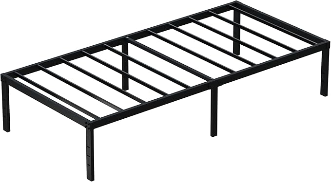DiaOutro 18 Inch Narrow Twin Bed Frames Heavy Duty No Box Spring Needed Metal Platform with Maximum Storage, Easy Assembly, Noise Free, Black