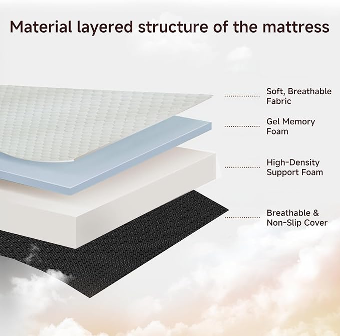 ROXGOX Foldable Mattress, Full Tri-Fold Memory Foam Mattress Topper with Washable Cover, Handle & Non-Slip Bottom, 4 Inch Portable Folding Bed for Guest, Yoga, Living Room, Camping - 73"x52"x4"