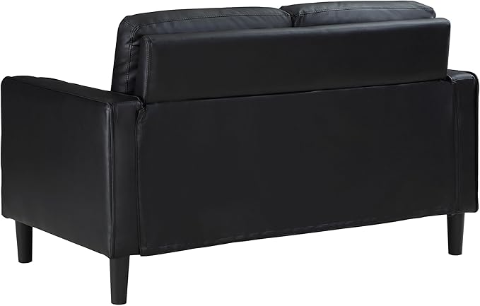 Coaster Home Furnishings - Ruth - Leatherette - Upholstered Loveseat with Track Arms, Attached Seats and Backs, and Straight Tapered Legs - Living Room - Black - 508362