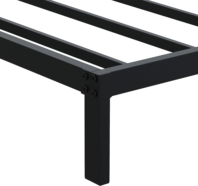DiaOutro 9 Inch Full Size Bed Frame Heavy Duty Low Profile Metal Platform No Box Spring Needed Mattress Foundation, Easy to Assembly, Noise Free, Black