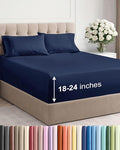 Extra Deep Twin XL Sheet Set - 4 Piece Breathable and Cooling Sheets - Hotel Luxury Bedding for Women, Men, Kids & Teens - Easy & Secure Fit - Soft and Wrinkle Free - Extra Deep Pockets - Navy Blue