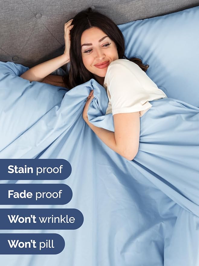 Extra Deep Twin XL Sheet Set - 4 Piece Breathable and Cooling Sheets - Hotel Luxury Bedding for Women, Men, Kids & Teens - Easy & Secure Fit - Soft and Wrinkle Free - Extra Deep Pockets - Light Blue