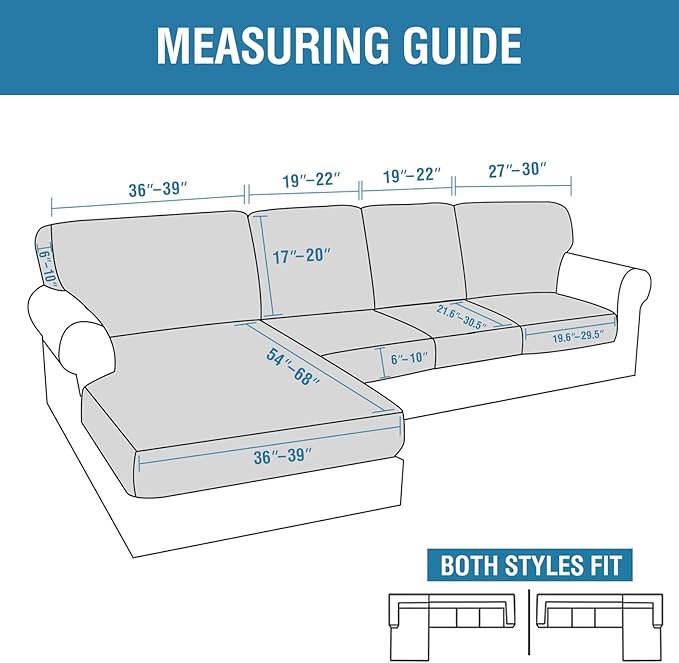 H.VERSAILTEX Sectional Couch Covers 4 Pieces Sofa Seat Cushion Covers L Shape Separate Cushion Couch Chaise Cover for Both Left/Right Sectional Couch (Seat Only: 1 Chaise + 3 Sofa, Burnt Brick)