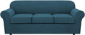 H.VERSAILTEX 4 Piece Stretch Sofa Covers for 3 Cushion Couch Covers for Living Room Furniture Slipcovers (Base Cover Plus 3 Seat Cushion Covers) Upgraded Thicker Jacquard Fabric (Sofa, Deep Teal)
