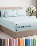Extra Deep Cal King Sheet Set - 6 Piece Breathable and Cooling Sheets - Hotel Luxury Bedding for Women, Men, Kids & Teens - Easy & Secure Fit - Soft and Wrinkle Free - Extra Deep Pockets - Ice Blue