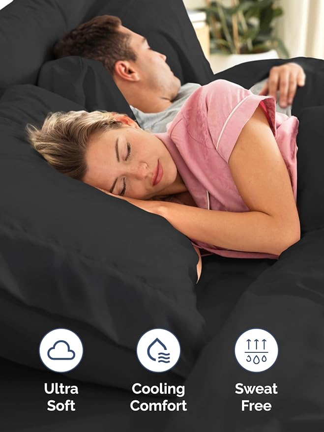 Extra Deep Full Sheet Set - 6 Piece Breathable and Cooling Sheets - Hotel Luxury Bedding for Women, Men, Kids & Teens - Easy & Secure Fit - Soft, Wrinkle Free and Comfy - Extra Deep Pockets - Black