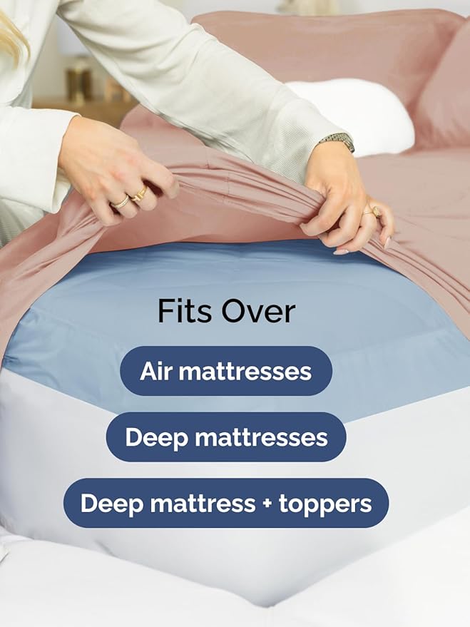 Extra Deep Twin Sheet Set - 4 Piece Breathable and Cooling Sheets - Hotel Luxury Bedding for Women, Men, Kids & Teens - Easy & Secure Fit - Soft, Wrinkle Free and Comfy - Extra Deep Pockets - Mauve