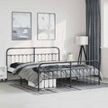 Bed Frame Black Powder-Coated Steel Double Bed Durable Bedroom Furniture headboard for Bedroom