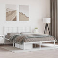 King Size Bed Frame with Headboard, Modern White Steel Platform Bed, Minimalist Design for Bedroom, Durable Storage Solution with Breathable Materials