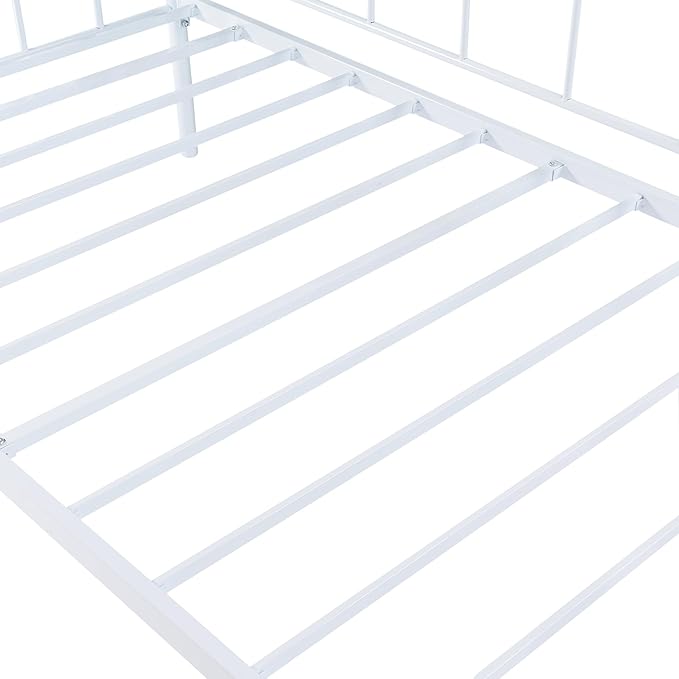 VECELO Daybed Frame, Twin Size Metal Platform Bed with Headboard,Heavy Duty Steel Slats Support for Living Room Bedroom Guest Room, Easy Assembly
