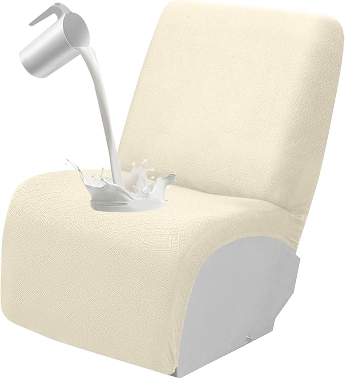 Waterproof Reclining Sectional Couch Covers Washable L Shaped Couch Cover for Sectionals Recliner Sofa Covers Stretch Corner Recliner Slipcovers for Dogs (Additional Seat Cover, Beige)