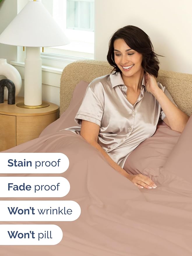 Extra Deep Twin XL Sheet Set - 4 Piece Breathable and Cooling Sheets - Hotel Luxury Bedding for Women, Men, Kids & Teens - Easy & Secure Fit - Soft, Wrinkle Free and Comfy - Extra Deep Pockets - Mauve