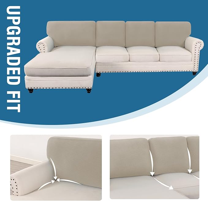 H.VERSAILTEX Backrest Cushion Covers Sectional Couch Back Cushion Covers for Sectional Sofa Set for Both Left/Right Couch (Back Only: 1 Chaise + 3 Sofa, Island Fossi)