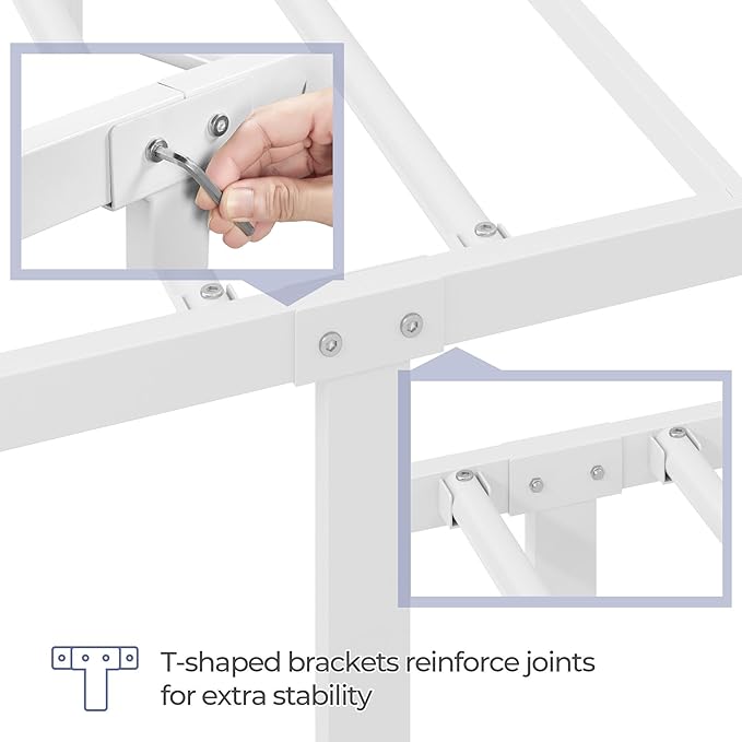 Yaheetech 14 Inch Full Size Bed Frame Metal Platform Bed with Spindle Headboard Footboard/Mattress Foundation/No Box Spring Needed/Underbed Storage Space/Steel Slat Support/Easy Set up, White