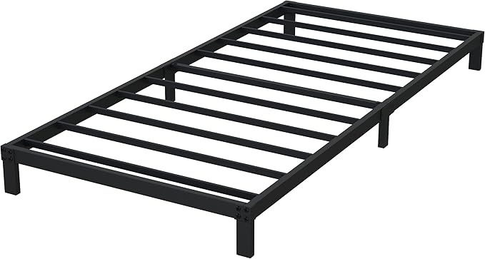 DiaOutro 7 Inch Twin Bed Frames Heavy Duty Low Profile Metal Platform No Box Spring Needed Mattress Foundation, Easy to Assembly, Noise Free, Black