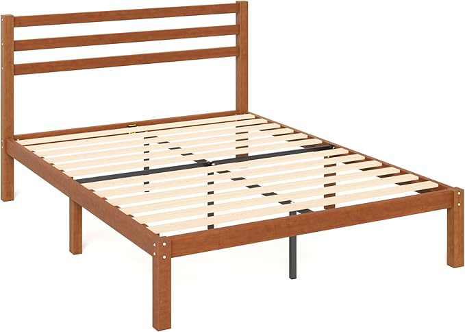 Zinus Leah Bamboo Platform Bed Frame with Headboard, No Box Spring Needed, Wood Slat Support, Easy Assembly, Full