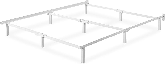 Zinus Compack Metal Bed Frame, 7 Inch Support Bed Frame for Box Spring and Mattress Set, White, King
