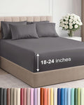 Extra Deep Cal King Sheet Set - 6 Piece Breathable and Cooling Sheets - Hotel Luxury Bedding for Women, Men, Kids & Teens - Easy & Secure Fit - Soft, Wrinkle Free and Comfy - Extra Deep Pockets - Grey