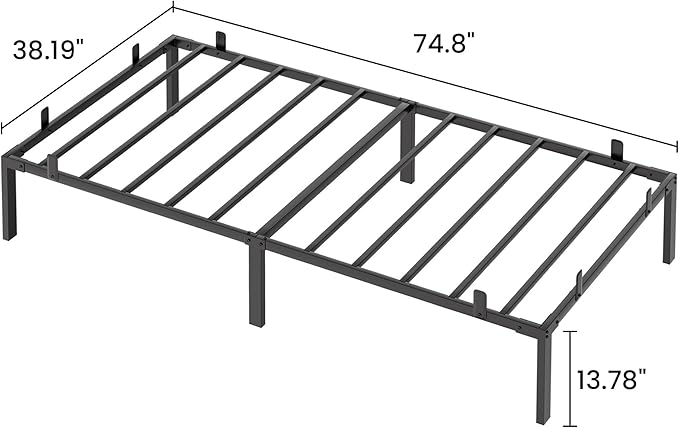 Folding Bed Without Mattress for Adults, 75" x 38" Foldable Bed, Twin Size Metal Bed Frame, Portable Rollaway Bed for Guest Travel, Black