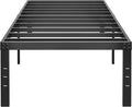 HOBINCHE 18 Inch Metal Twin XL Bed Frame No Box Spring Needed - Easy Assembly Heavy Duty Noise Free Narrow Bedframes - Single Black Basic Steel Slats Platform with Storage