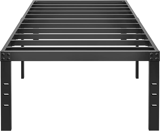HOBINCHE 18 Inch Metal Twin XL Bed Frame No Box Spring Needed - Easy Assembly Heavy Duty Noise Free Narrow Bedframes - Single Black Basic Steel Slats Platform with Storage