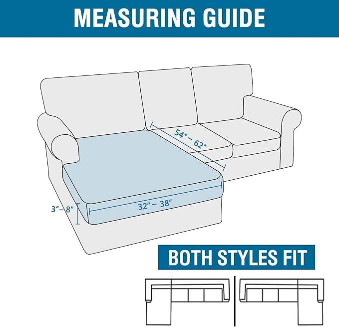 H.VERSAILTEX Sectional Couch Covers 1 Piece Chaise Slipcover L Shape Separate Cushion Couch Cover for Both Left/Right Sectional Couch (Seat Only: 1 Chaises, Island Fossi)