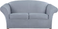 SureFit Ultimate Stretch Suede 3 Piece Box Loveseat Slipcover in Pacific Blue