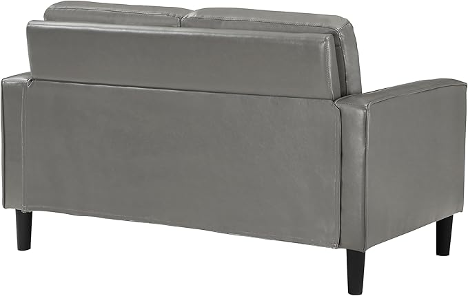 Coaster Home Furnishings - Ruth - Faux Leather - Upholstered Loveseat with Track Arms, Foam-Filled Cushions, and Straight Tapered Legs - Living Room - Gray - 508366