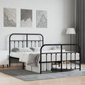 Bed Frame Black Powder-Coated Steel Double Bed Frame headboard Bedroom Furniture for Guest Room