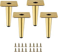 Gold Metal Furniture Legs Heavy Duty Straight Furniture Feet DIY Modern Replacement Legs for Cabinet Sofa Couch Chair-Set of 4 (Gold, 4")