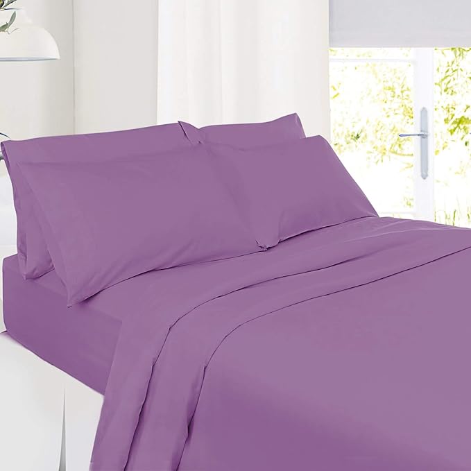 Hearth & Harbor Extra Deep Pocket King Size Sheets Set - Fits Mattress 18-24 Inches Deep - 6 Piece Lavender Dream Sheets