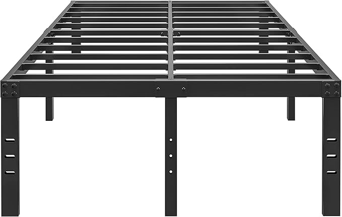 HOBINCHE 18 Inch Metal Cal King Size Bed Frame No Box Spring Needed - Easy Assembly Heavy Duty Noise Free Narrow Bedframes - Double Black Basic Steel Slats Platform with Storage