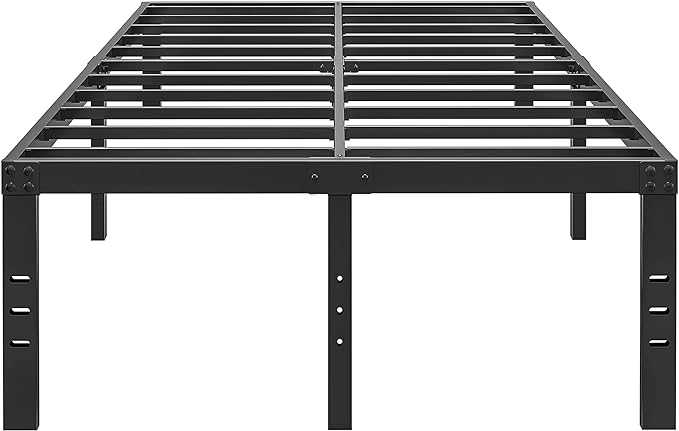 HOBINCHE 18 Inch Metal King Size Bed Frame No Box Spring Needed - Easy Assembly Heavy Duty Noise Free Narrow Bedframes - Double Black Basic Steel Slats Platform with Storage