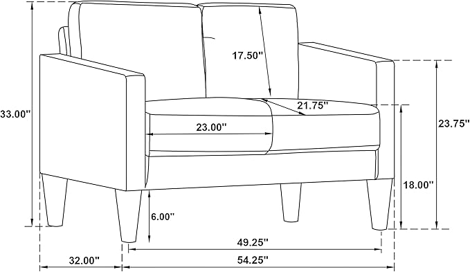 Coaster Home Furnishings - Ruth - Leatherette - Upholstered Loveseat with Track Arms, Attached Seats and Backs, and Straight Tapered Legs - Living Room - Black - 508362