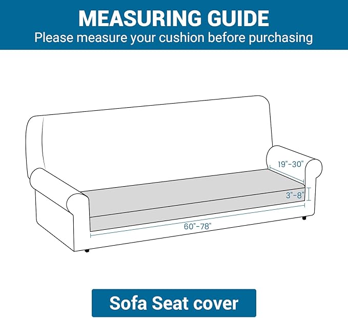Deep Dream Stretch Couch Cushion Covers Soft Sofa Cushion Cover Replacement Sofa Seat Cushion Slipcovers Furniture Protector with Elastic Bottom(1 Piece Sofa Cushion Cover, Light Grey)