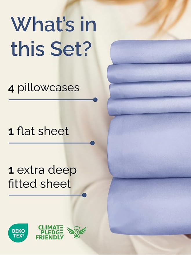 Extra Deep Full Sheet Set - 6 Piece Breathable and Cooling Sheets - Hotel Luxury Bedding for Women, Men, Kids & Teens - Easy & Secure Fit - Soft, Wrinkle Free and Comfy - Extra Deep Pockets - Lavender